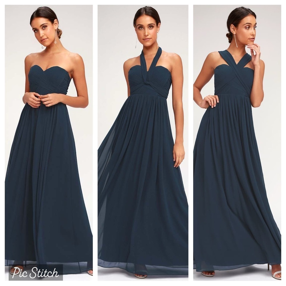 Lulus Classical Charm Navy Blue Convertible Maxi Dress, Size XS